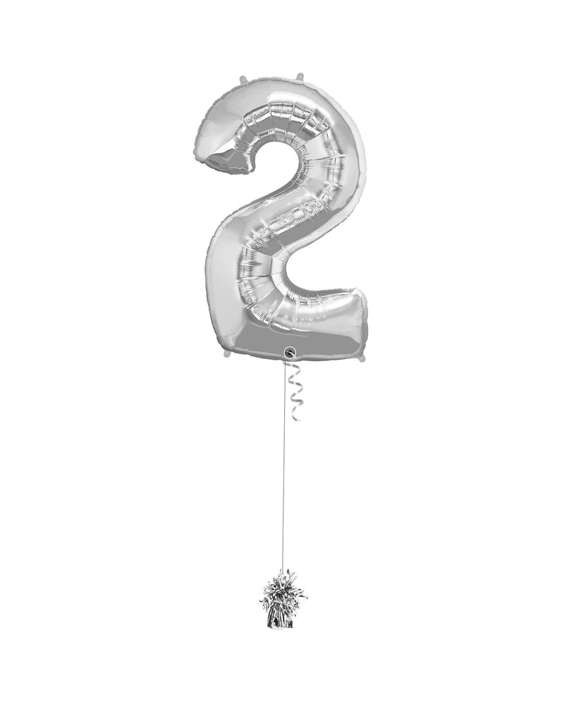 2 Jumbo Number Silver Foil Balloon