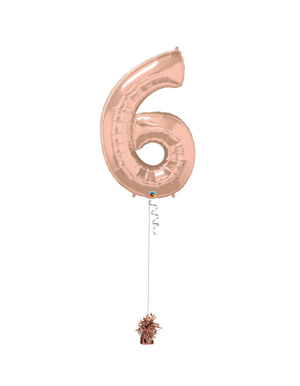 Inflated Jumbo Number 6 Rose Gold