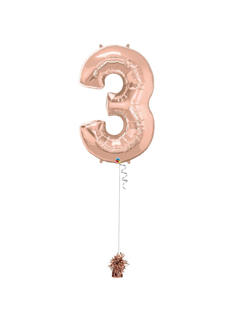 Inflated Jumbo Number 3 Rose Gold
