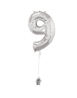 9 Jumbo Number Silver Foil Balloon