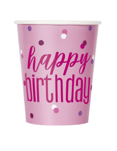 Pink Glitz Happy Birthday Cups