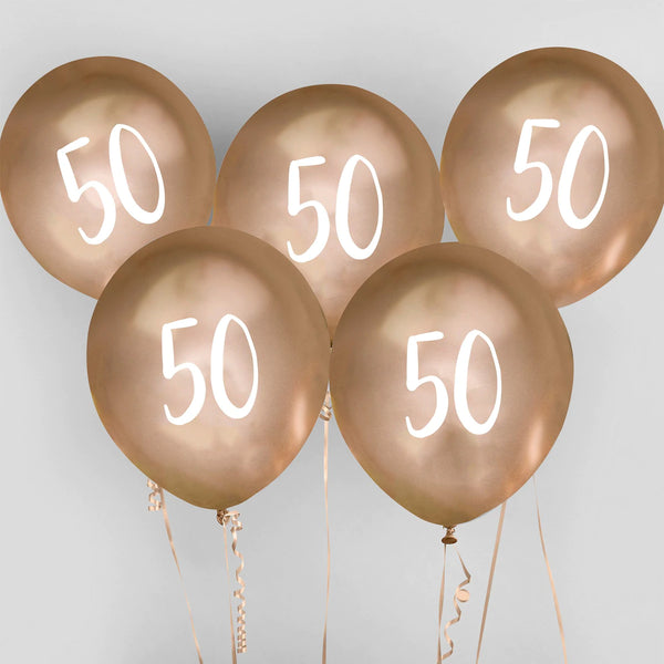 Age 50 Gold 12” Latex 5pc