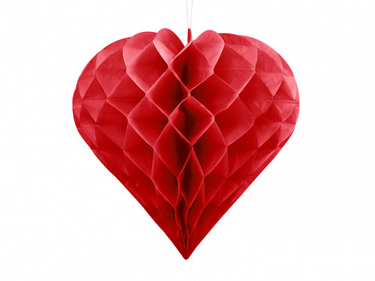 Red Honeycomb Heart - 30cm